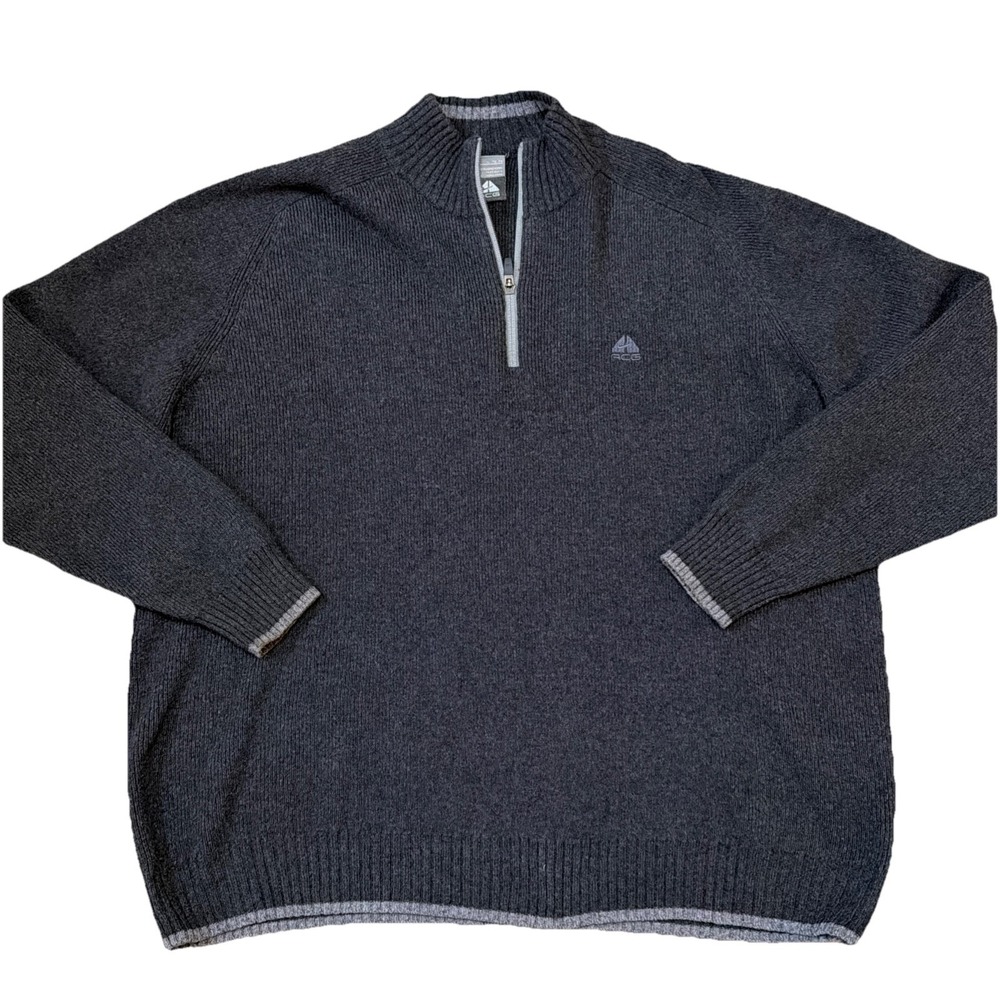 MEN'S NIKE ACG 1/4 ZIP‎ Gray Lambs Wool Sweater Size XL Pullover